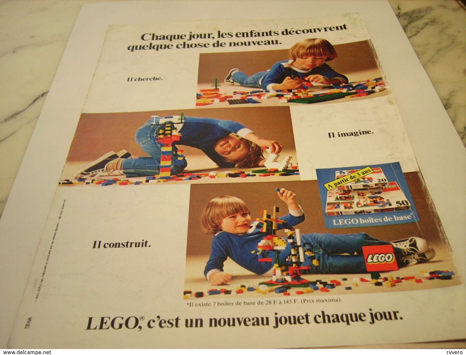 ANCIENNE AFFICHE  PUBLICITE LES ENFANTS DECOUVRE LEGO 1980 - Advertising