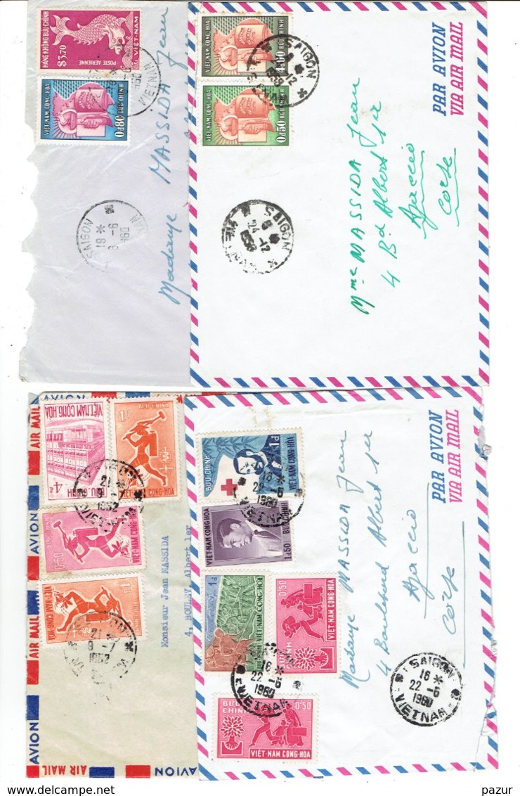 TP - MARCOPHILIE - VIET NAM  - 1960 - 4 ENVELOPPES POUR LA CORSE - Viêt-Nam