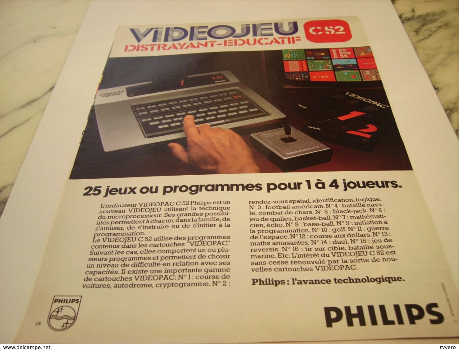 ANCIENNE PUBLICITE VIDEOJEU DE  PHILIPS 1976 - Autres & Non Classés