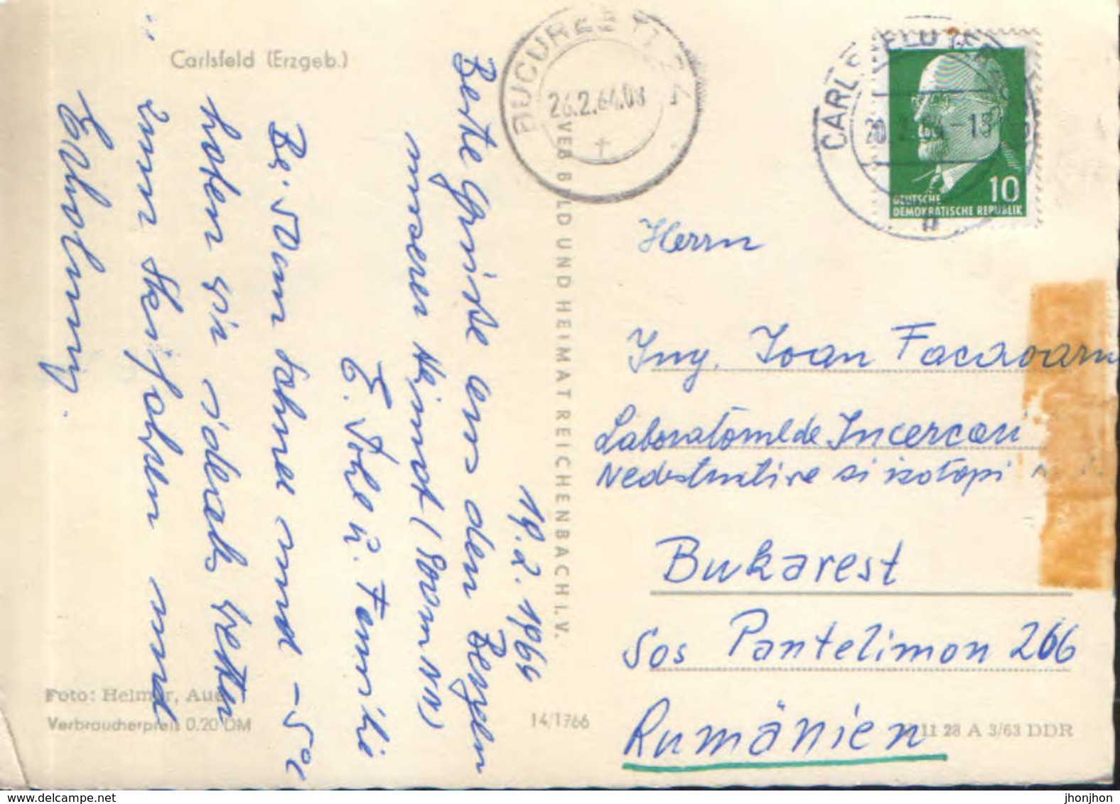 Germany - Postcard Used 1964 - Carlsfeld(Eibenstock) - Partial View - 2/scans - Eibenstock