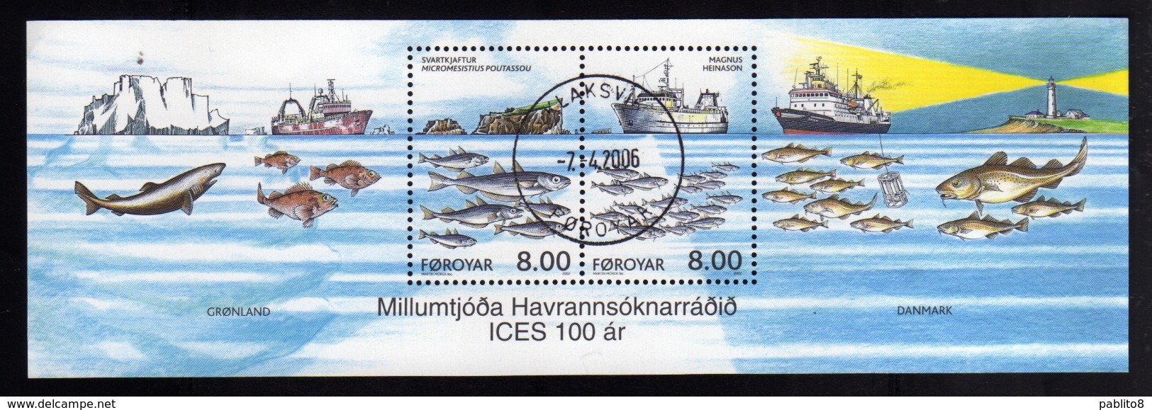 FAEROER FAROE ISLANDS Féroé Faroer Føroyar 2002 SEA EXPLORATION COUNCIL BLOCK SHEET BLOCCO FOGLIETTO USED USATO OBLITERE - Isole Faroer