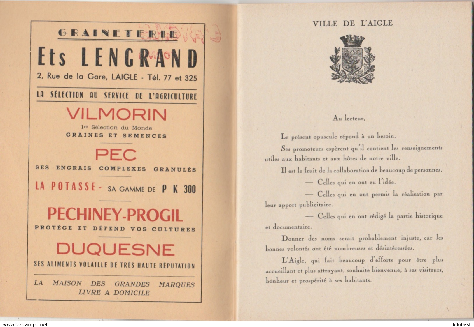 L'AIGLE (Orne) : Monographie De La Ville. 50p. Nomb. Publicités Commerciales. - Dépliants Touristiques