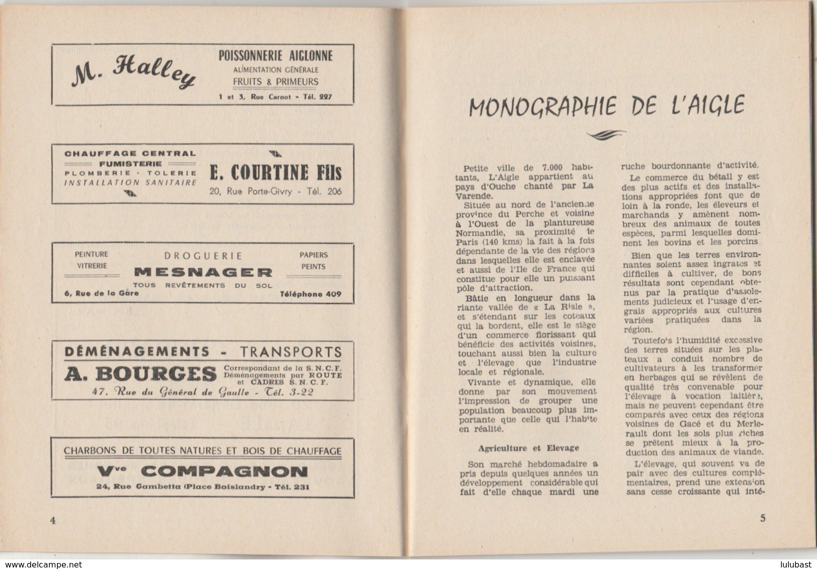 L'AIGLE (Orne) : Monographie De La Ville. 50p. Nomb. Publicités Commerciales. - Dépliants Touristiques