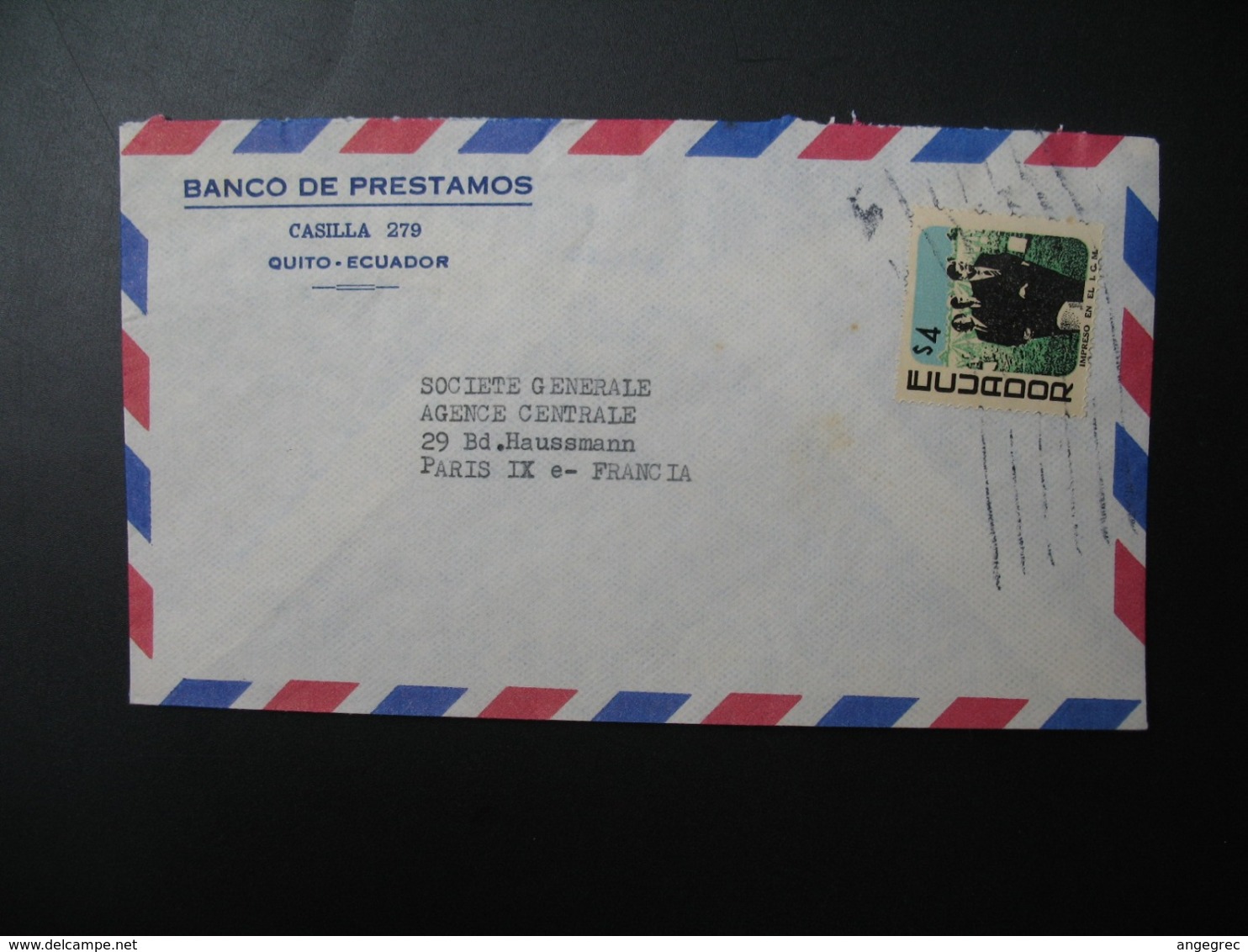 Lettre à Entête Banco De Prestamos  Quito - Ecuador  Equateur   Pour La Sté Générale En France   Bd Haussmann   Paris - Equateur