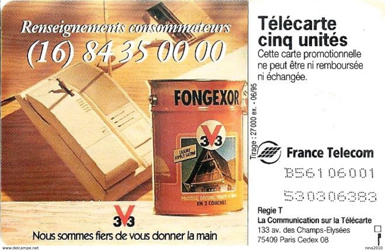 Télécarte Promotionnelles 5 U - Gn159 - V33 Fongexor Bis - GEM - 5 Unités