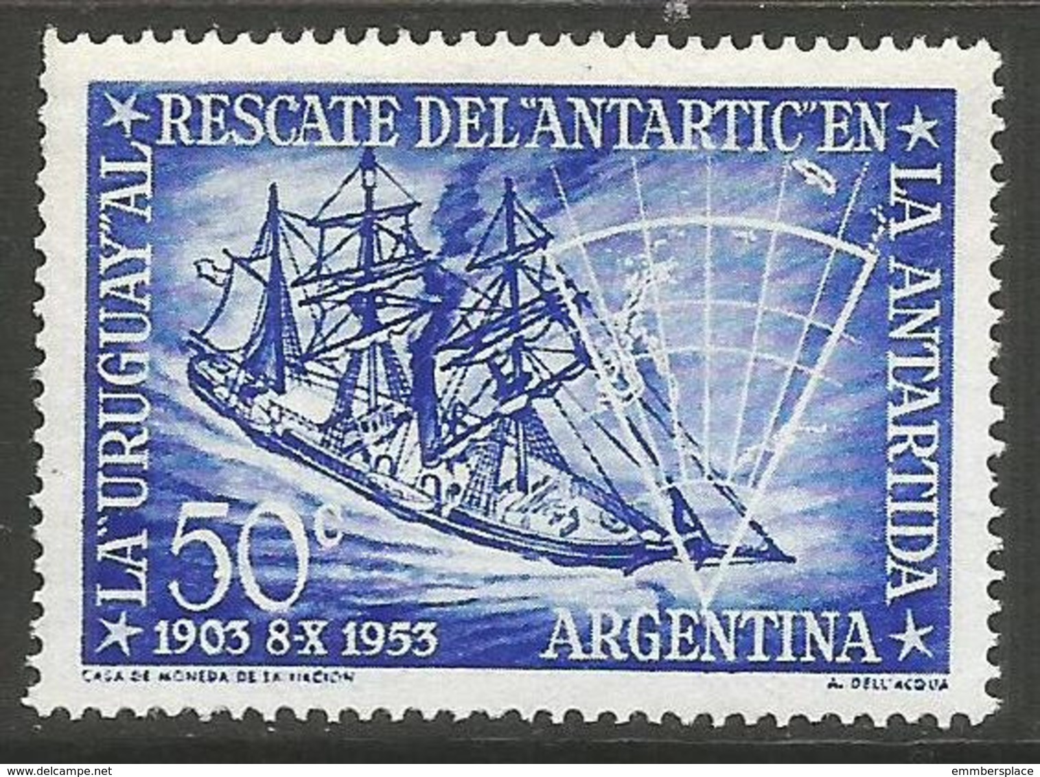 Argentina - 1953 Rescue Of The Antarctic MNH *   Sc 620 - Unused Stamps