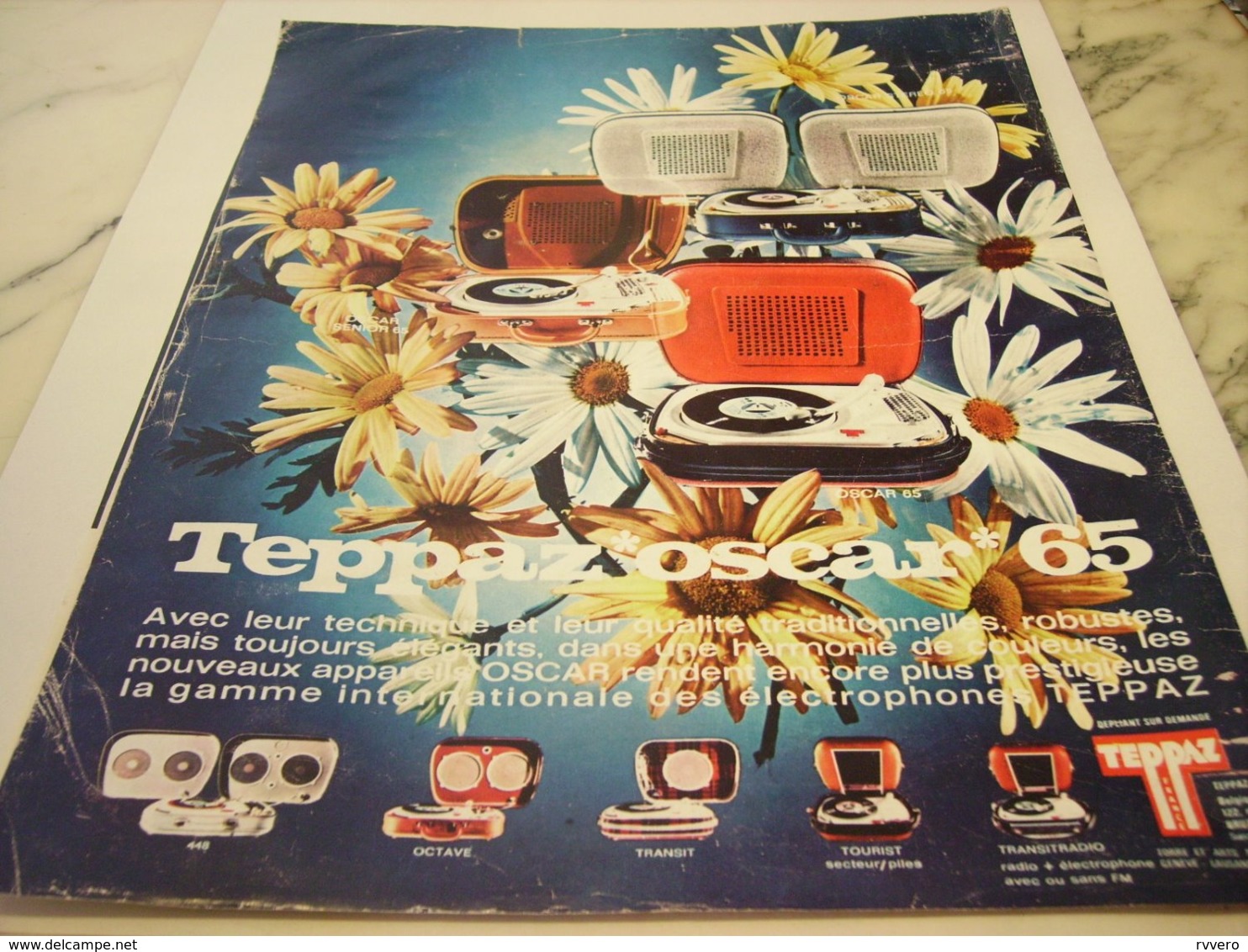 ANCIENNE PUBLICITE ELECTROPHONE TEPPAZ OSCAR  1965 - Publicités