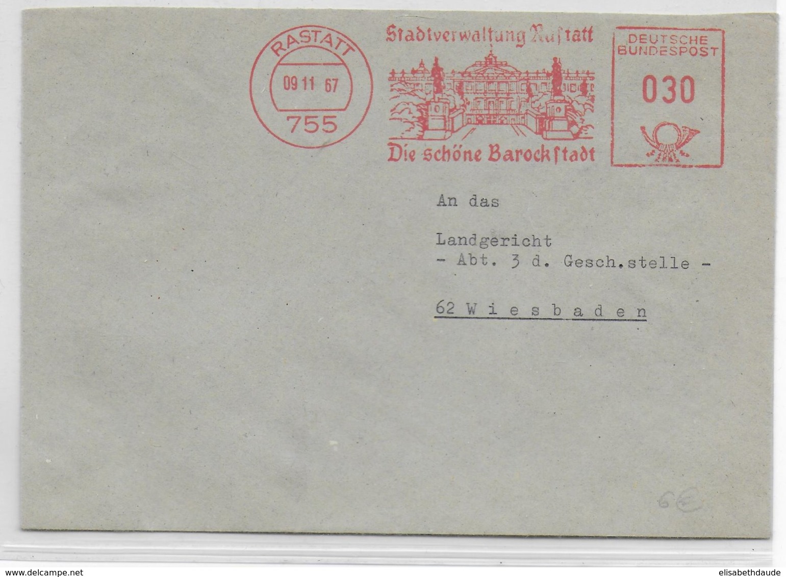 BRD - 1967 - EMA (STADTVERWALTUNG) Sur LETTRE De RASTATT - Machines à Affranchir (EMA)