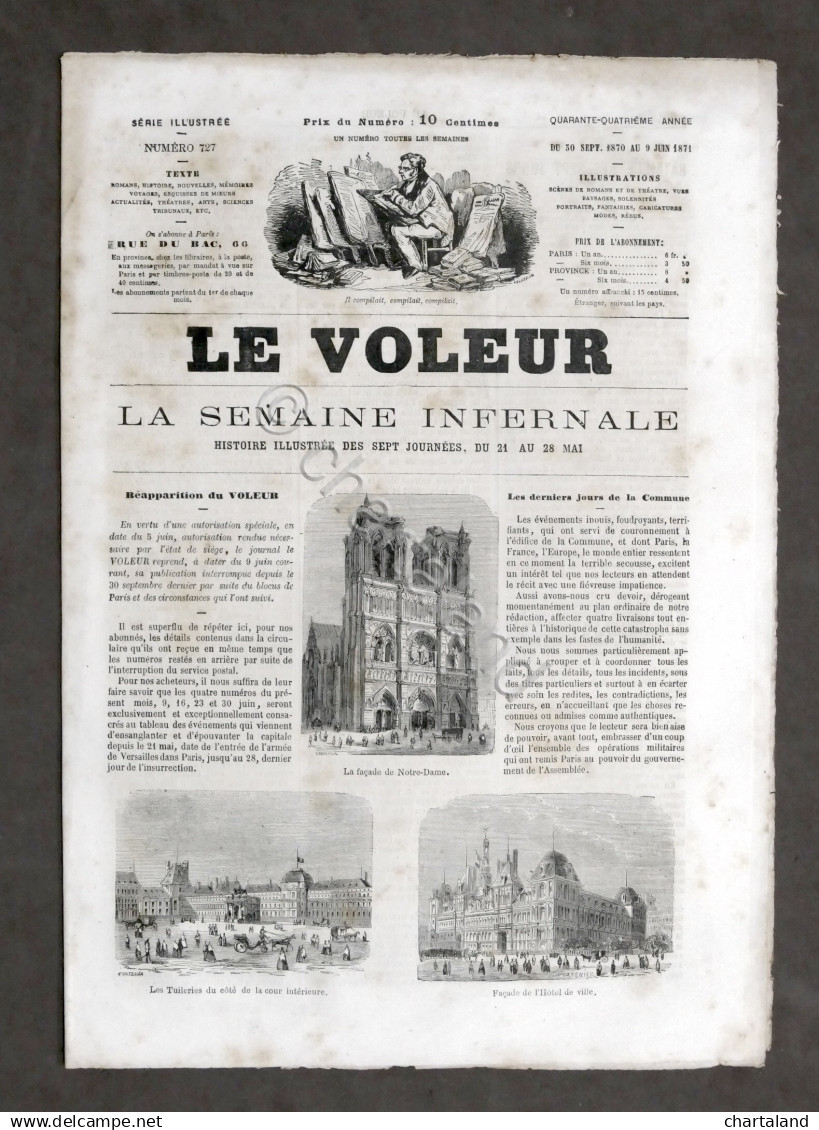 Lotto 8 giornali Le Voleur semaine infernale Repressione La Comune Parigi 1871