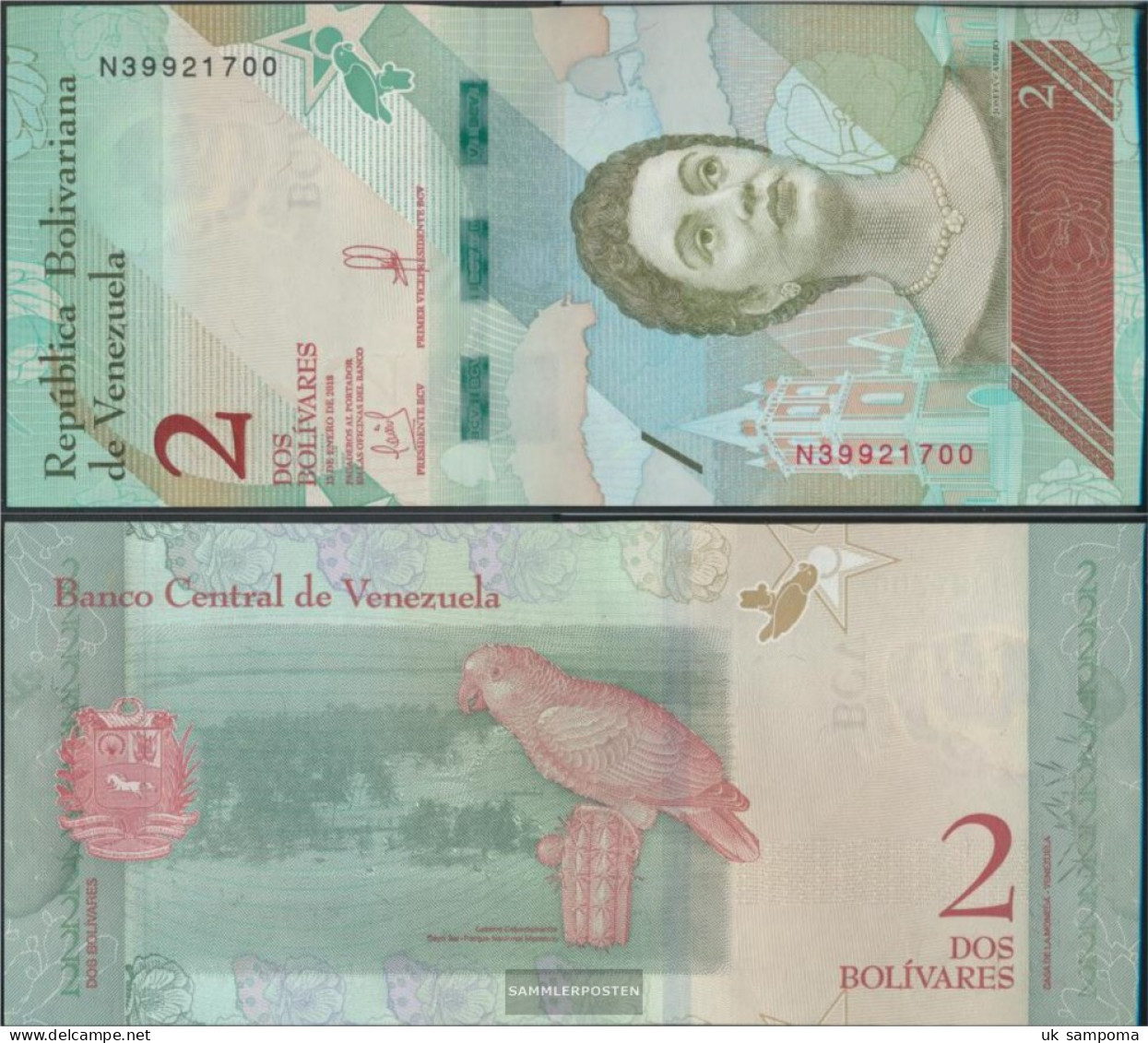 Venezuela Pick-number: 101 Uncirculated 2018 2 Bolivares - Venezuela