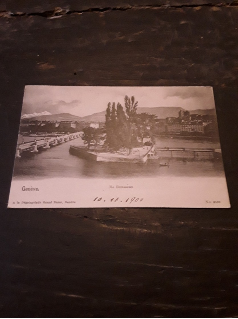 Cartolina Postale 1900, Genève, Ile Rousseau - Genève