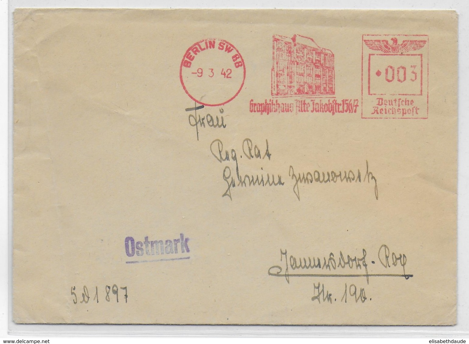 REICH - 1942 - EMA (GRAPHIKHAUS) Sur LETTRE De BERLIN - Frankeermachines (EMA)