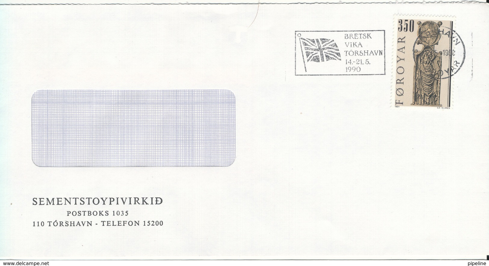 Faroe Islands Cover Torshavn 5-12-1990 Single Franked - Faroe Islands