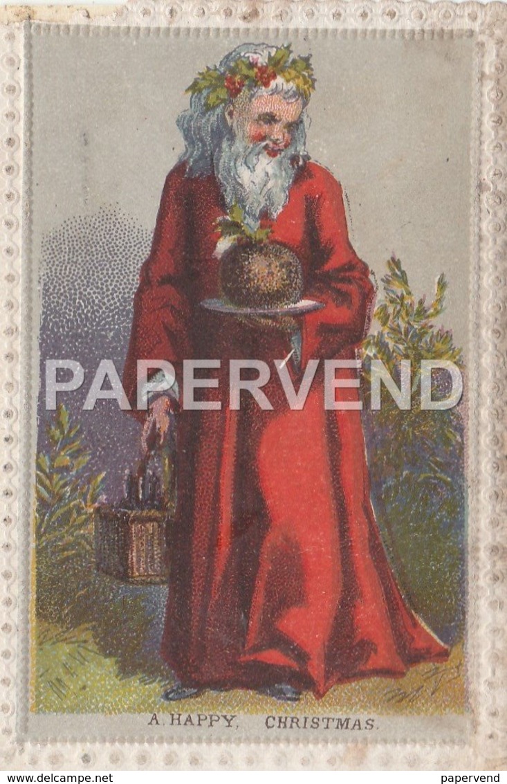 Greeting Card Father Christmas With A Plum Pudding Egc751 - Unclassified