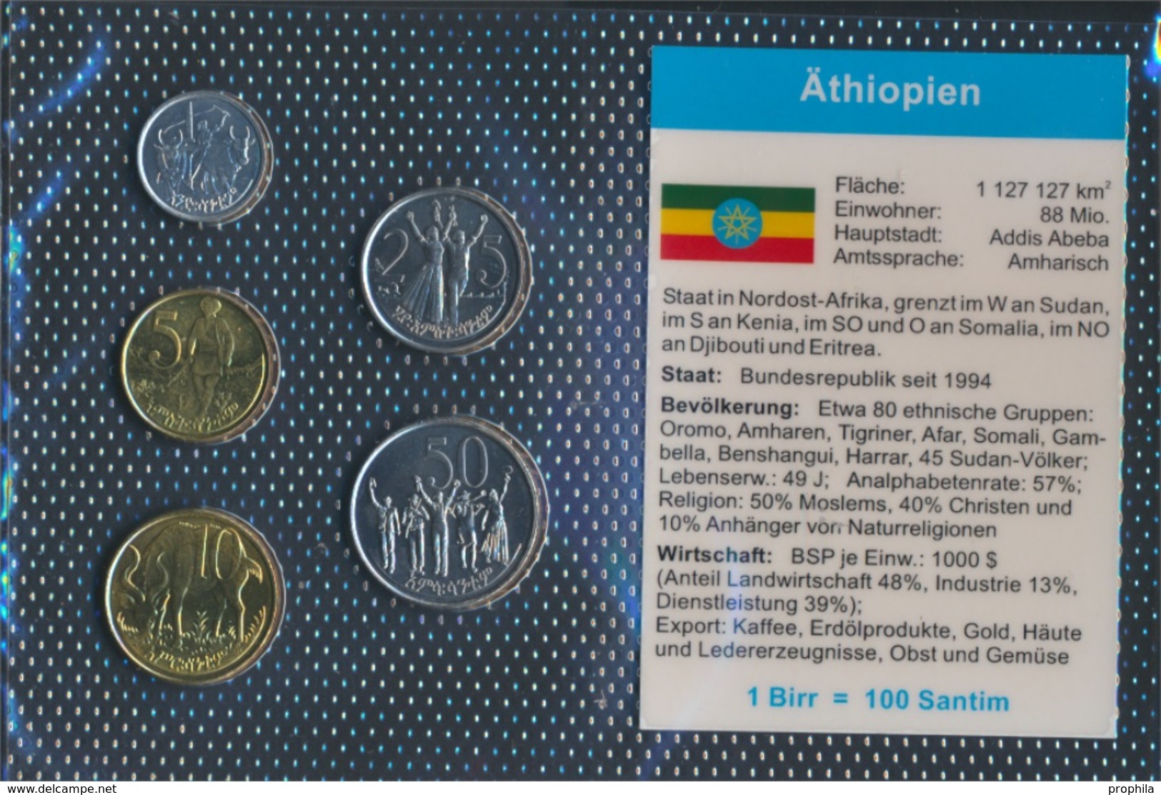 Äthiopien 1977 Stempelglanz Kursmünzen Stgl./unzirkuliert 1977 1 Santim Bis 50 Santim (9030265 - Aethiopien