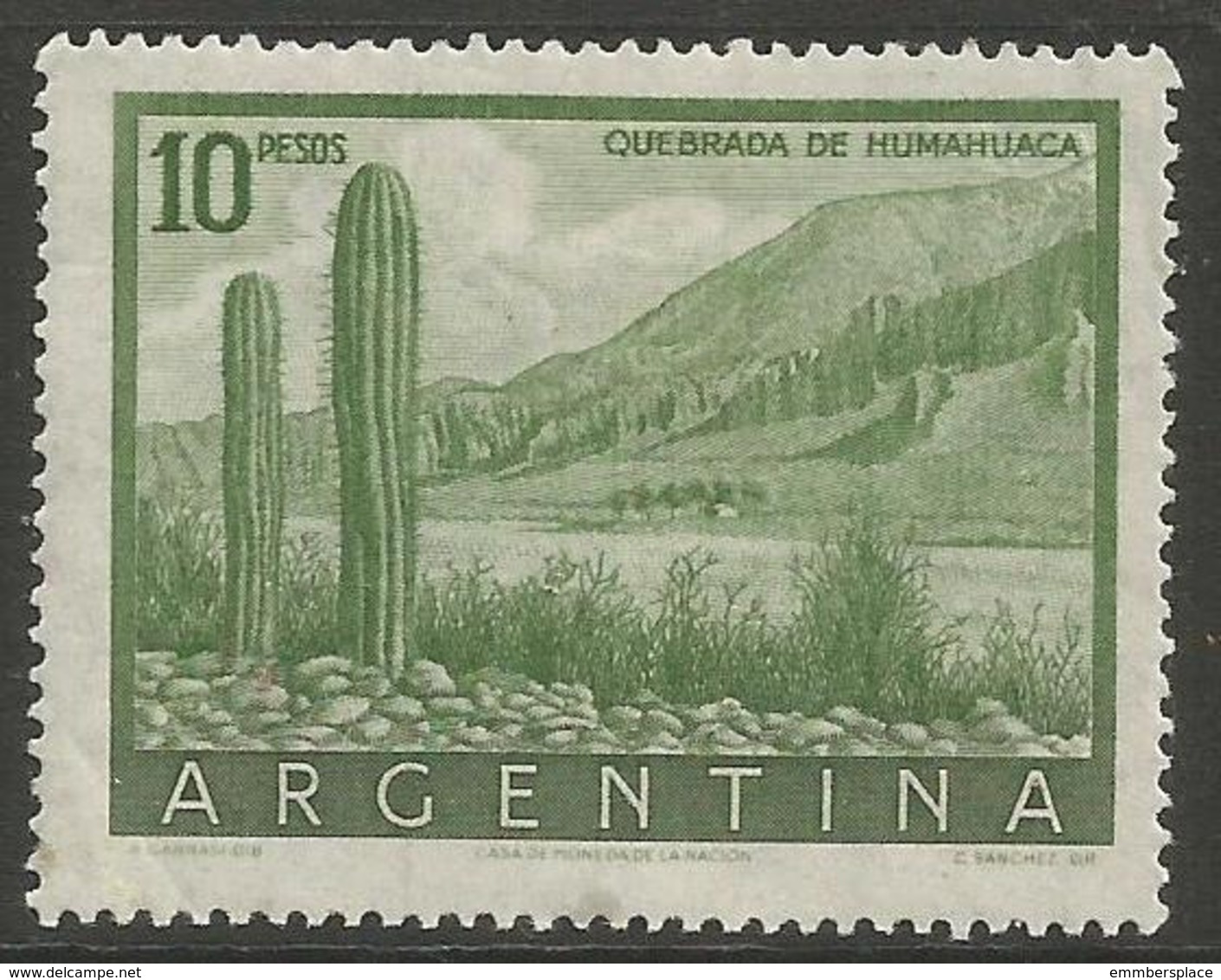 Argentina - 1955 Humahuaca 10p MNH *   Sc 640 - Unused Stamps