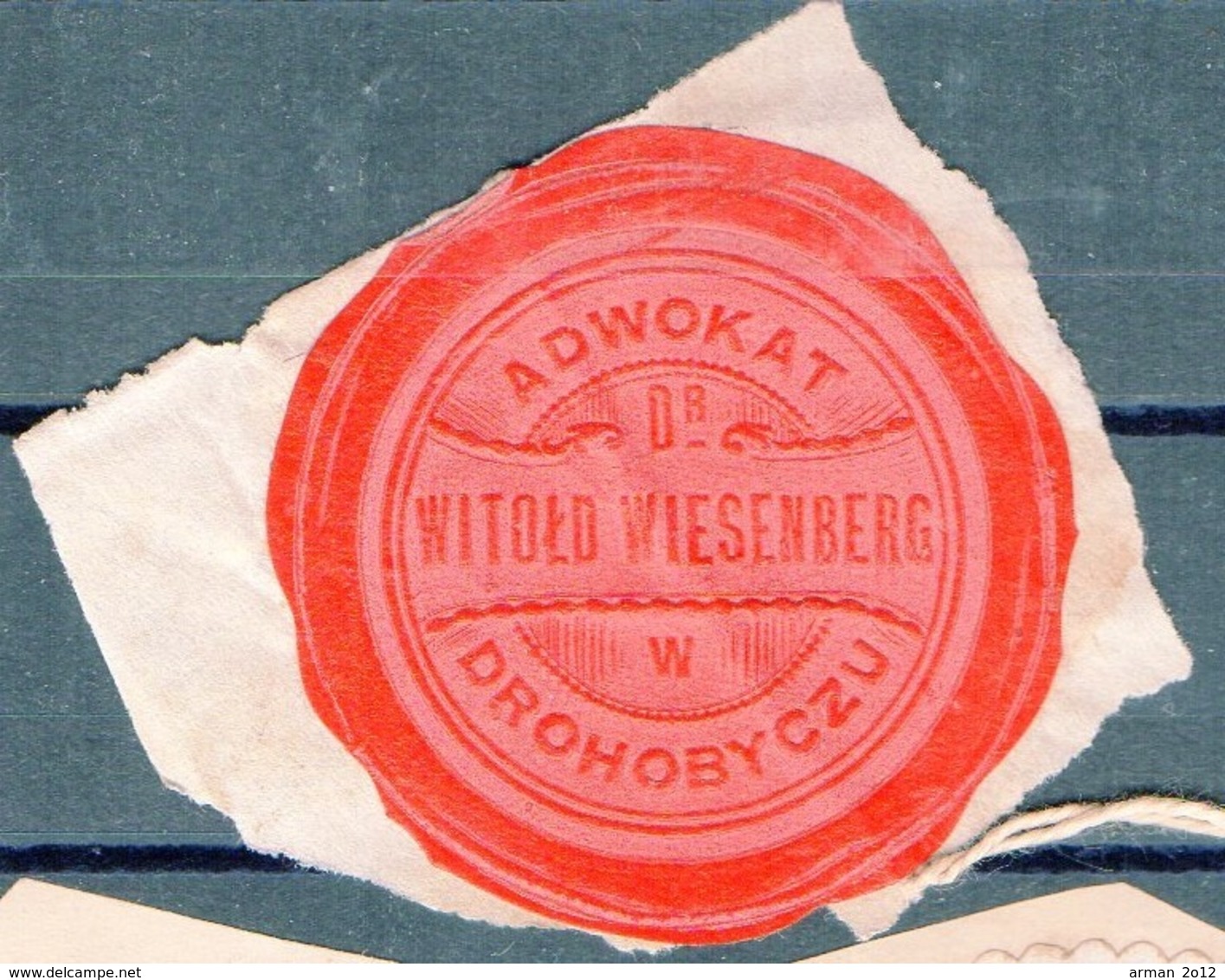 Poland Ukraine Lawyer Adwokat Witold Wiesenberg  Drohobycz Wafer Siegelmarke Vignette - Used Stamps