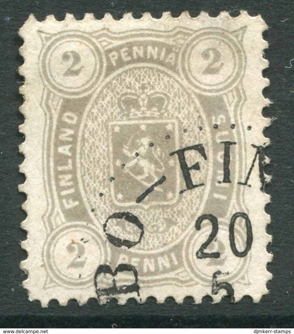 FINLAND 1882 2 P. Pearl Grey Perforated 12½ On Medium Paper Used.  Michel 12 Bya - Used Stamps