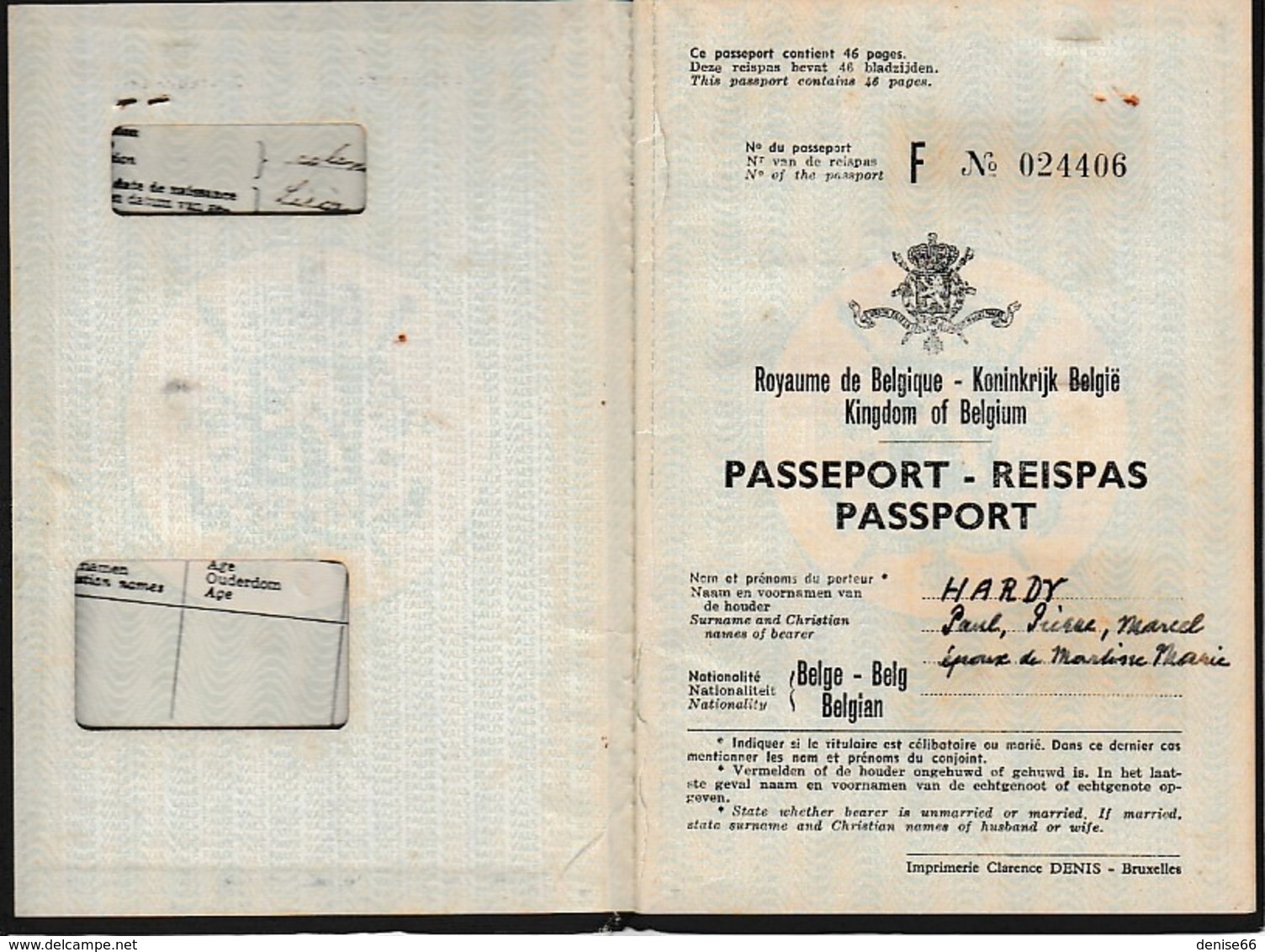 1953 - PASSEPORT CONGO BELGE - Léopolville - Pour Un Ressortissant Belge Et Son épouse - Historische Documenten