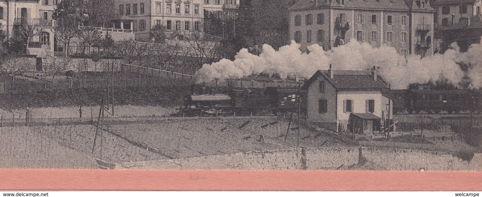 OUDE POSTKAART ZWITSERLAND - SCHWEIZ - SUISSE - TREIN -  NEUCHATEL - VUE SUR LE PLAN ET LA COTE - Neuchâtel