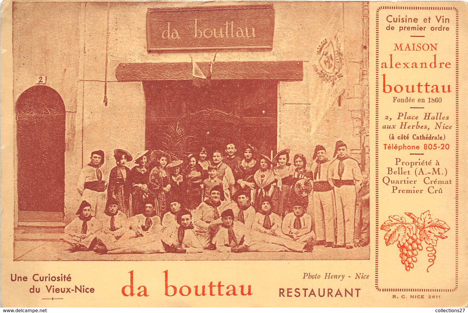 06-NICE- RESTAURANT -DA BOUTTAU- FONDEE EN 1860 2 PLACE HALLES AUX HERBES - Cafés, Hôtels, Restaurants