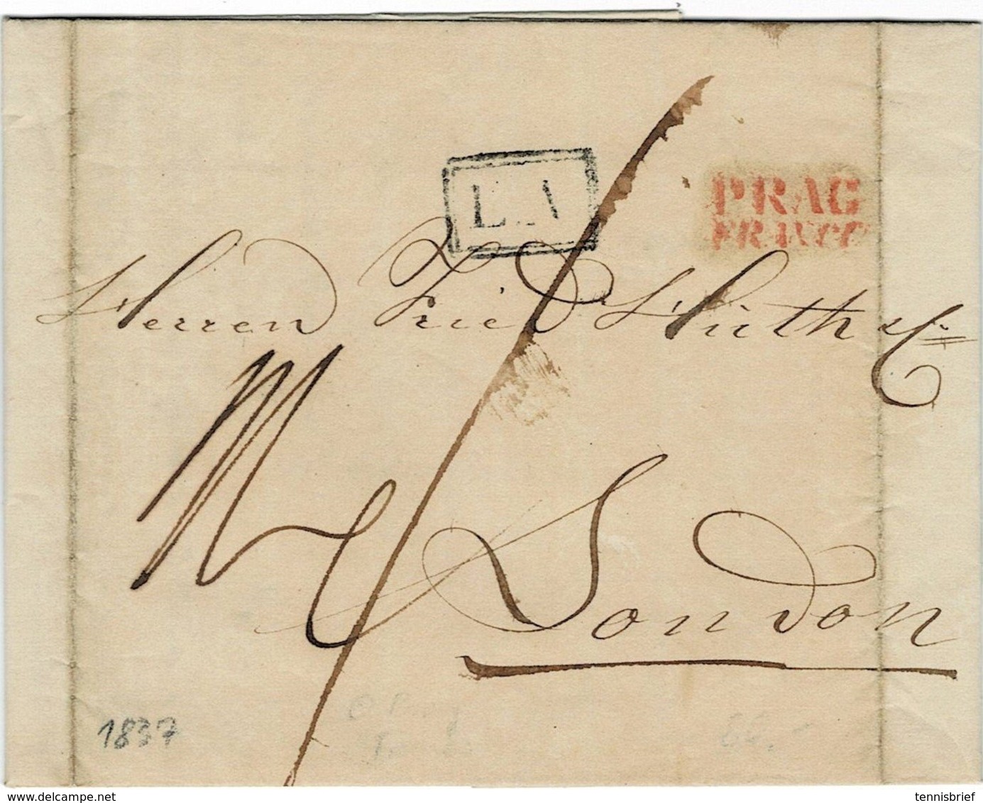 1837, " Prag-FRANCO ", Auslands-Brief Nach London  , #a1171 - ...-1850 Préphilatélie