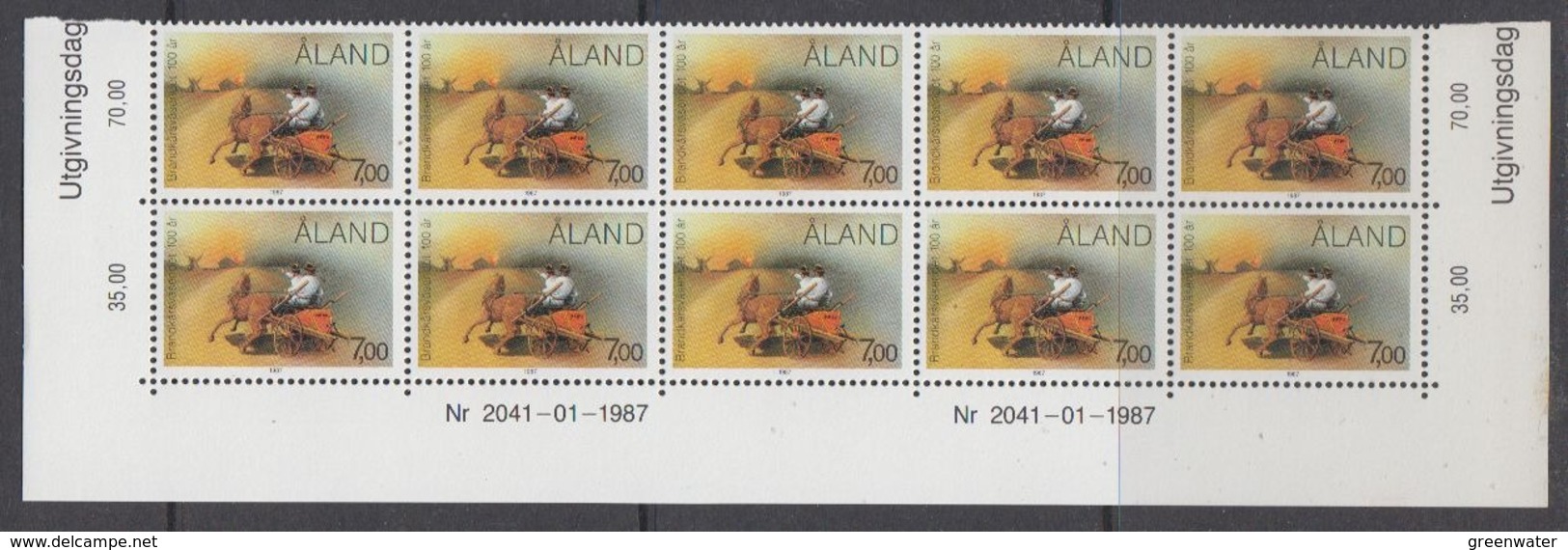 Aland 1987 100J. Feuerwehr Auf Aland 1v (10x) ** Mnh (44749A) - Aland