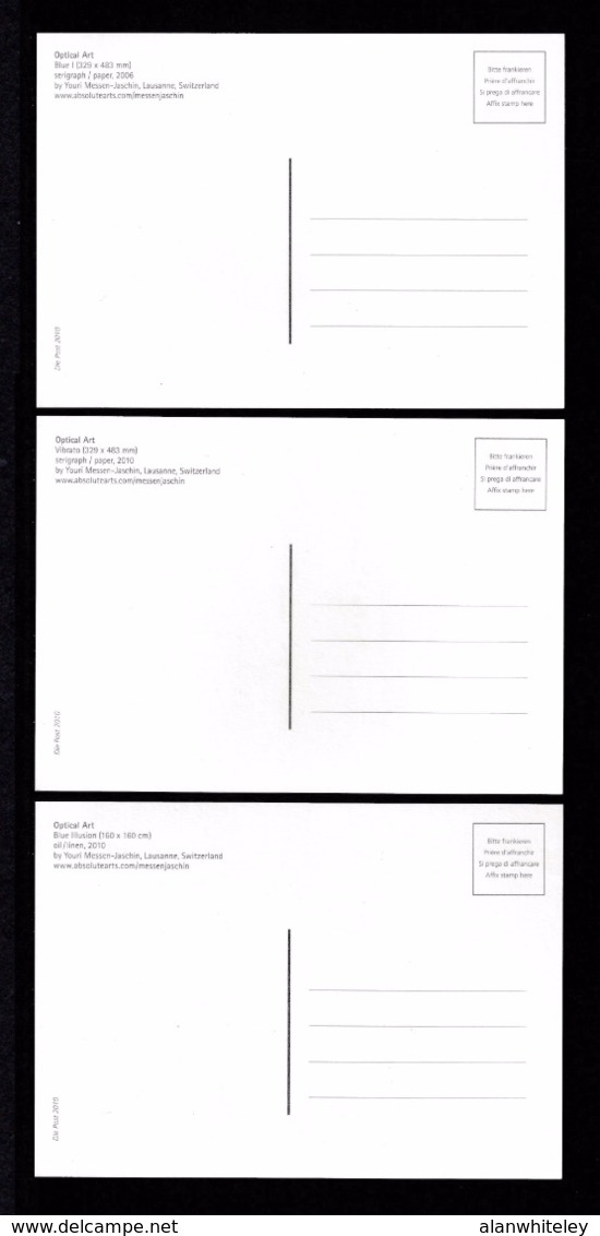 SWITZERLAND 2010 Optical Art/Youri Messen-Jaschim: Set Of 3 Postcards MINT/UNUSED - Sonstige & Ohne Zuordnung