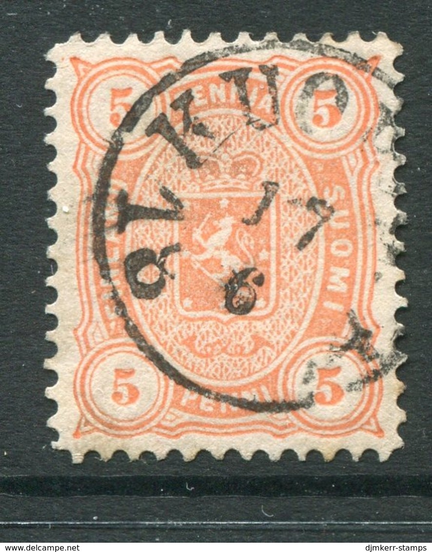 FINLAND 1882 5 P. Salmon Perforated 12½ On Medium Paper Used.  Michel 13 Byb - Used Stamps