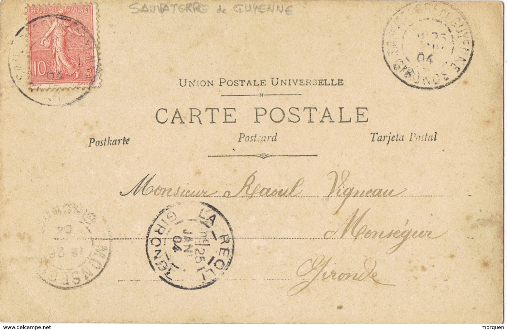 33955. Postal Romatique SAUVATERRE De GUYENNE (Gironde) 1904. Vintage - Cartas & Documentos