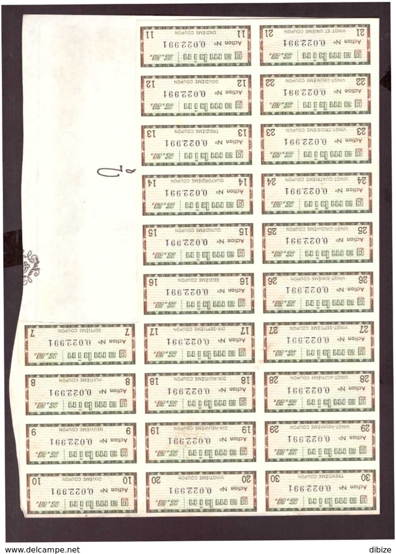 Action. Action De 100 Francs Au Porteur. Gambin.  S.A 1966. + 24 Coupons N° 22.991 - G - I