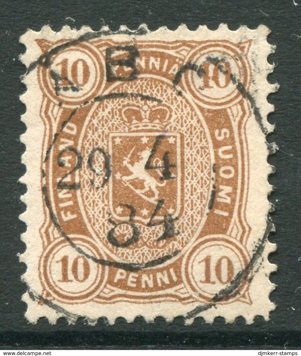 FINLAND 1882 10 P. Yellow-brown Perforated 12½ On Thin Paper Used.  Michel 15 Bxb  €150 - Usati