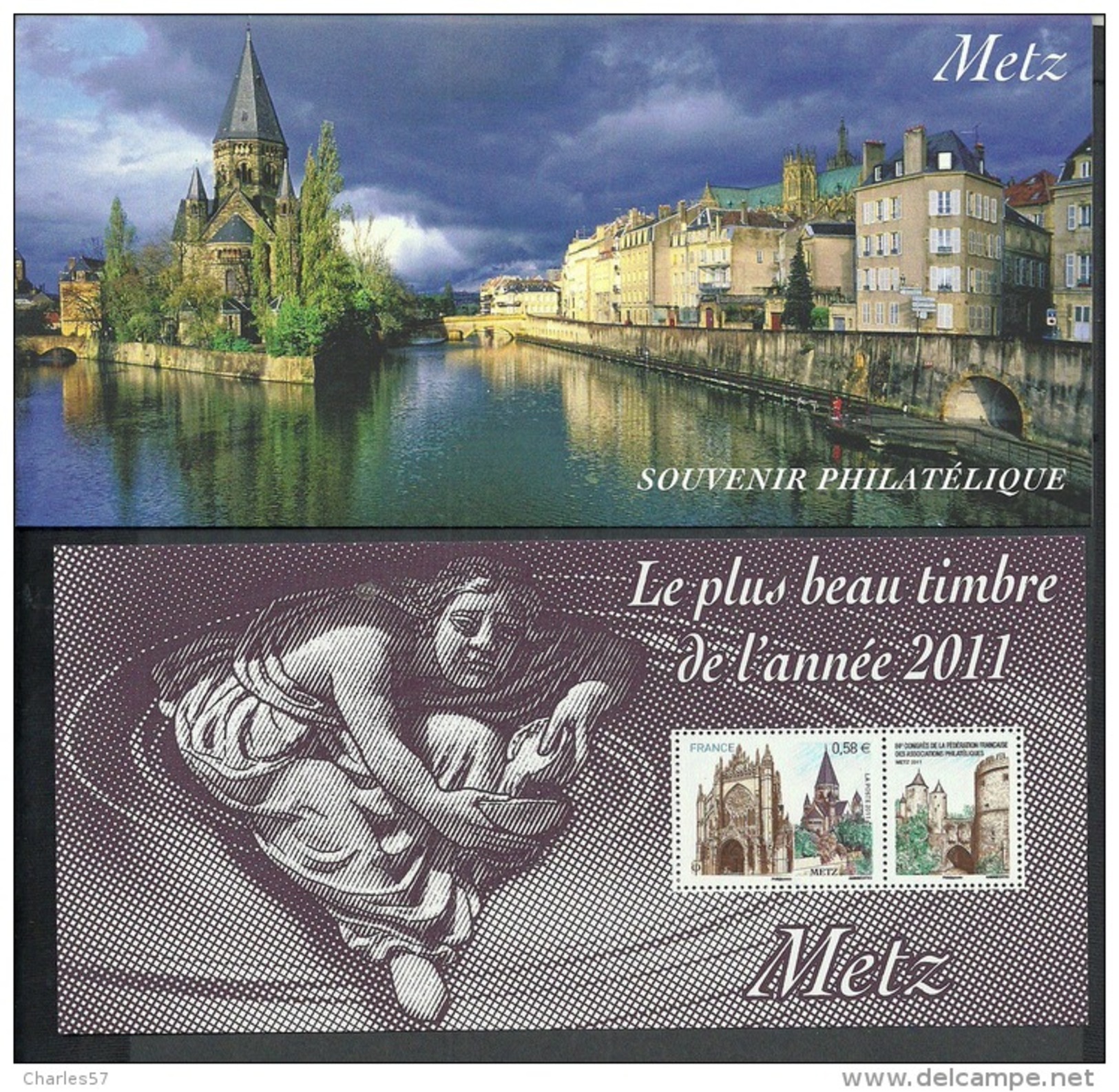 Bloc Souvenir :METZ (avec Le Plus Beau Timbre De L'année 2011) - Souvenir Blocks & Sheetlets