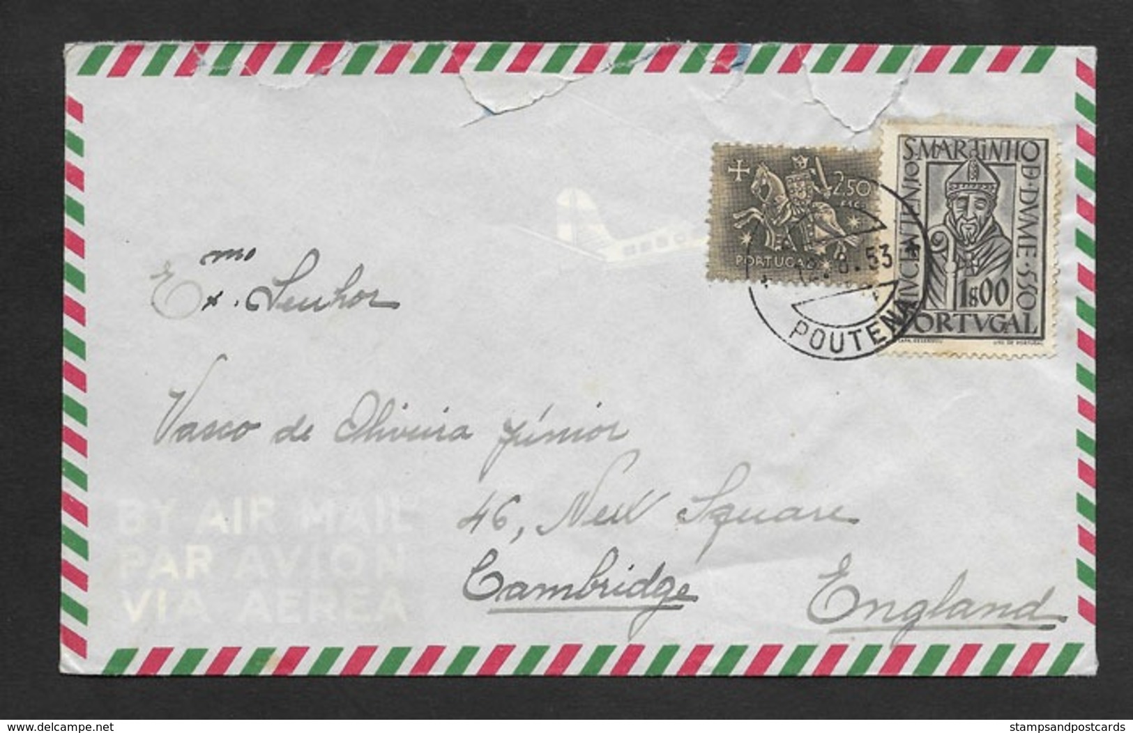 Portugal Lettre Cachet A Date Poutena Anadia Pas Commun 1953 Cover Unusual Postmark - Marcophilie