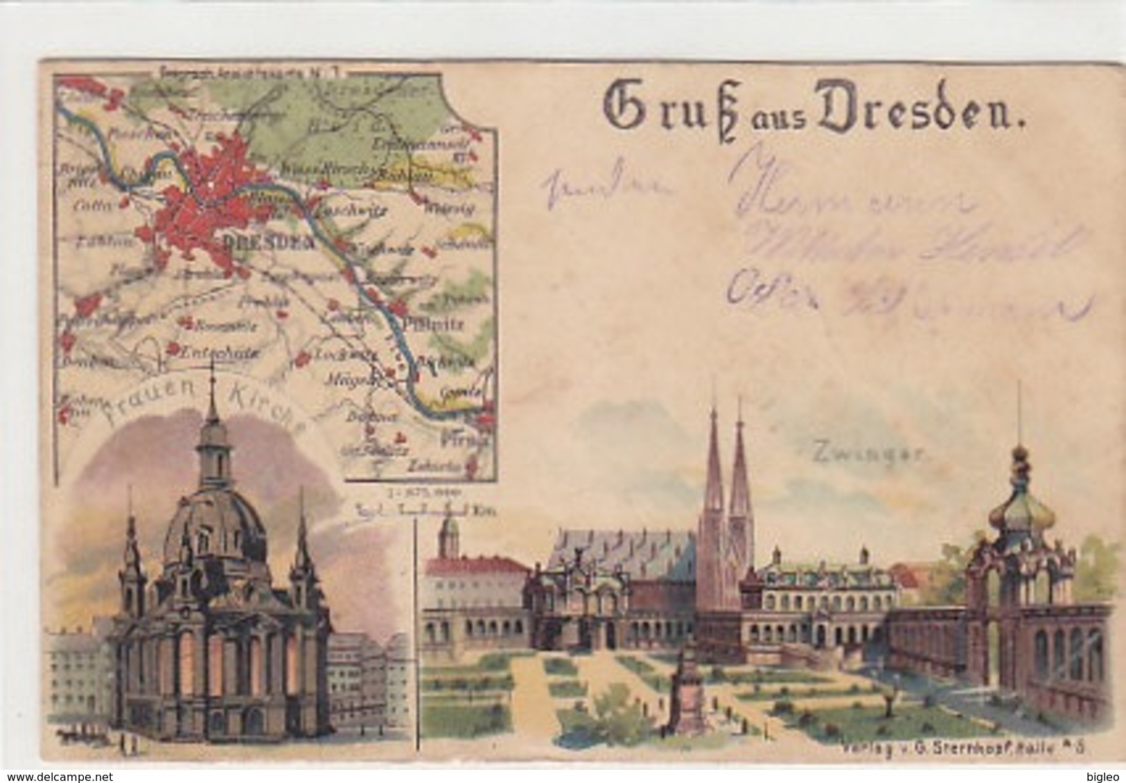 Gruss Aus Dresden - Litho Mit Landkarte - 1898      (A-113-150119) - Dresden