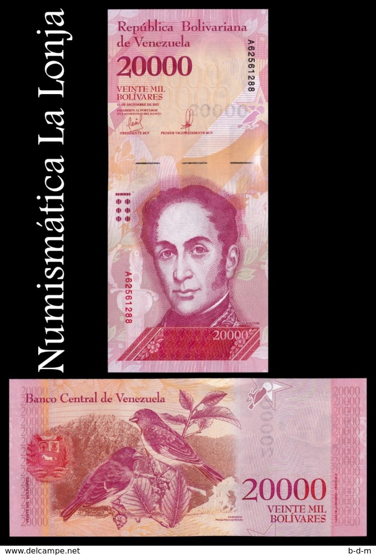 Venezuela 20000 Bolívares 2017 Pick 99b Narrow Security Thread SC UNC - Venezuela