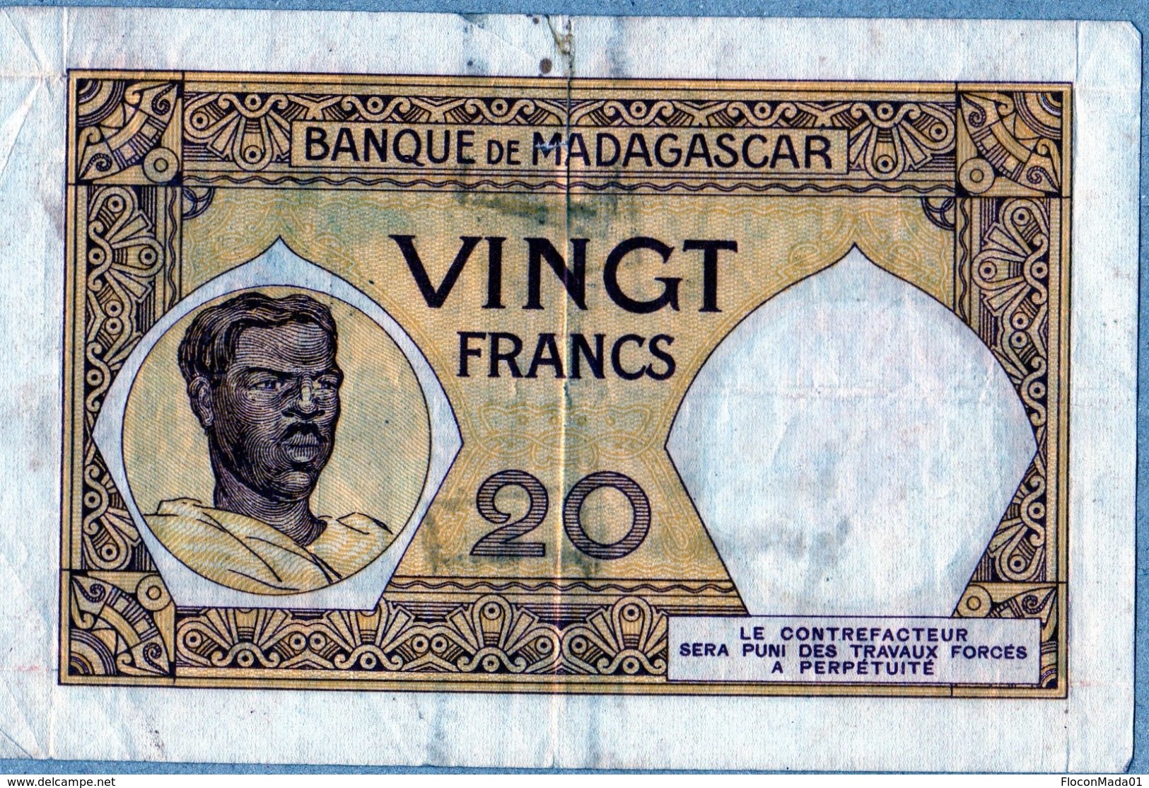 Madagascar 1947  20 Francs  VG   Voir Scan Et Explications - Madagaskar