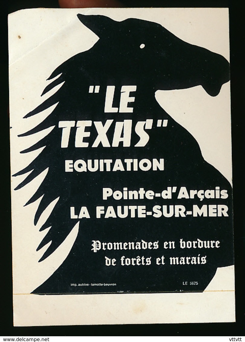 AUTOCOLLANT, STICKERS : LA FAUTE-SUR-MER (Vendée), Le Texas, Equitation, Pointe-d'Arçais, Promenades, Forêts, Marais - Autocollants