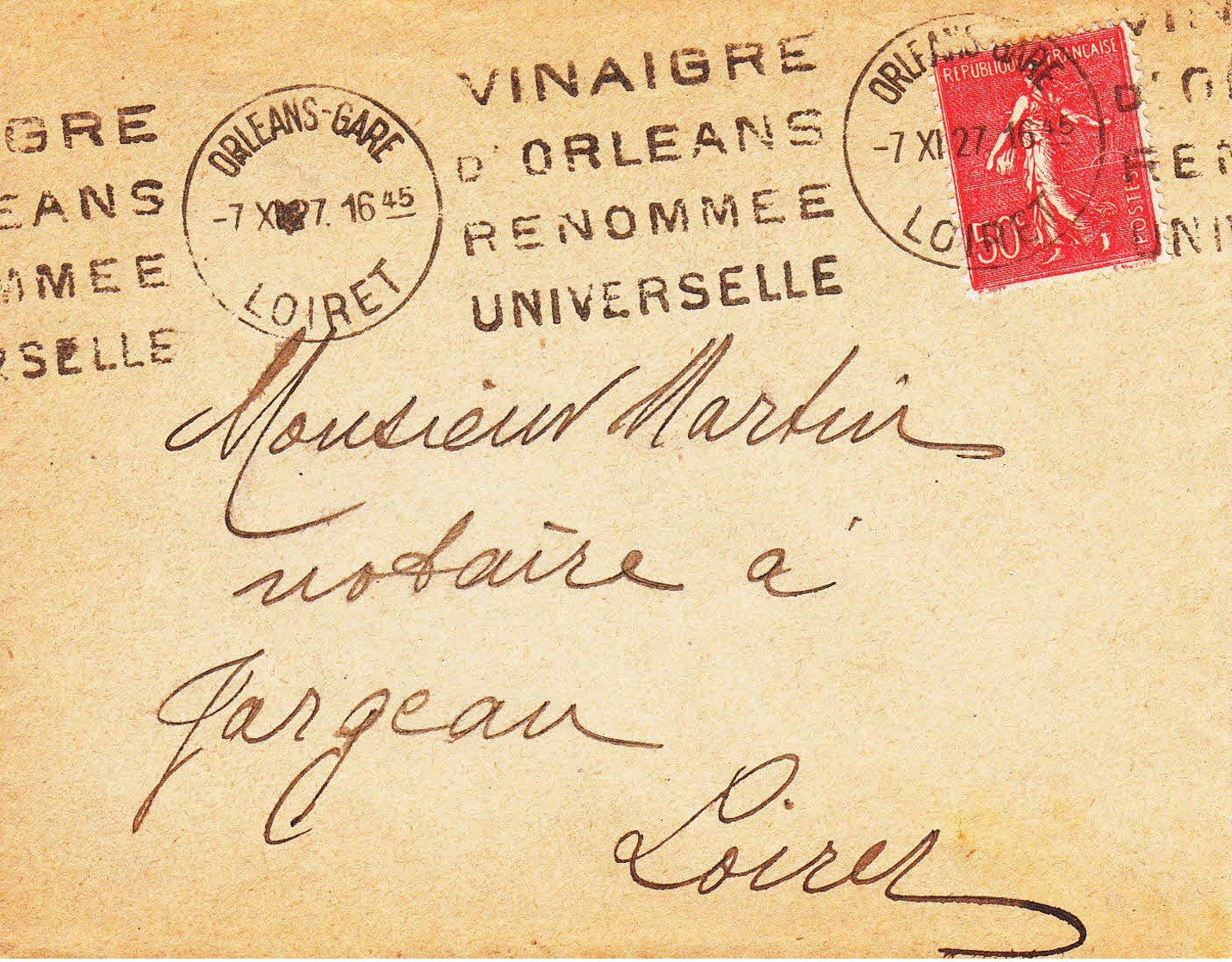 FRANCE - 1927 - Vinaigre D'Orléans Renommée Universelle - Lettres & Documents