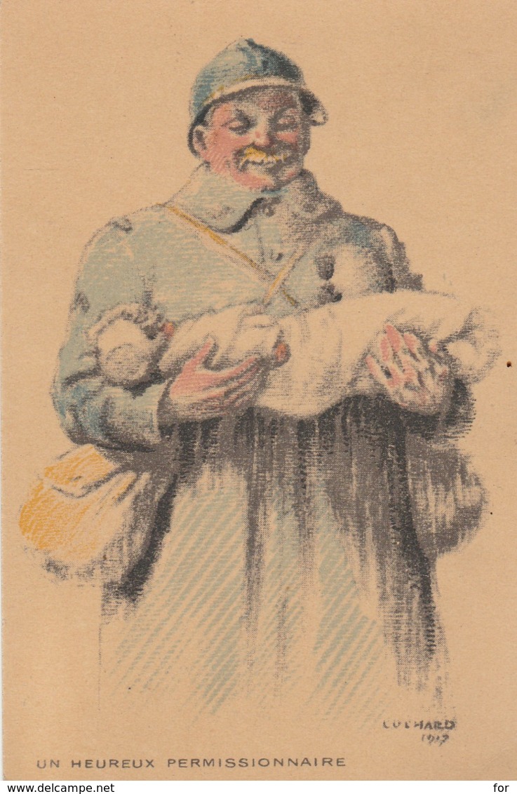 Illustration : Un Poilu Tenant Un Nourrisson - Pub : Bec Visseaux - ( Illust. Luchard ) - Oorlog 1914-18