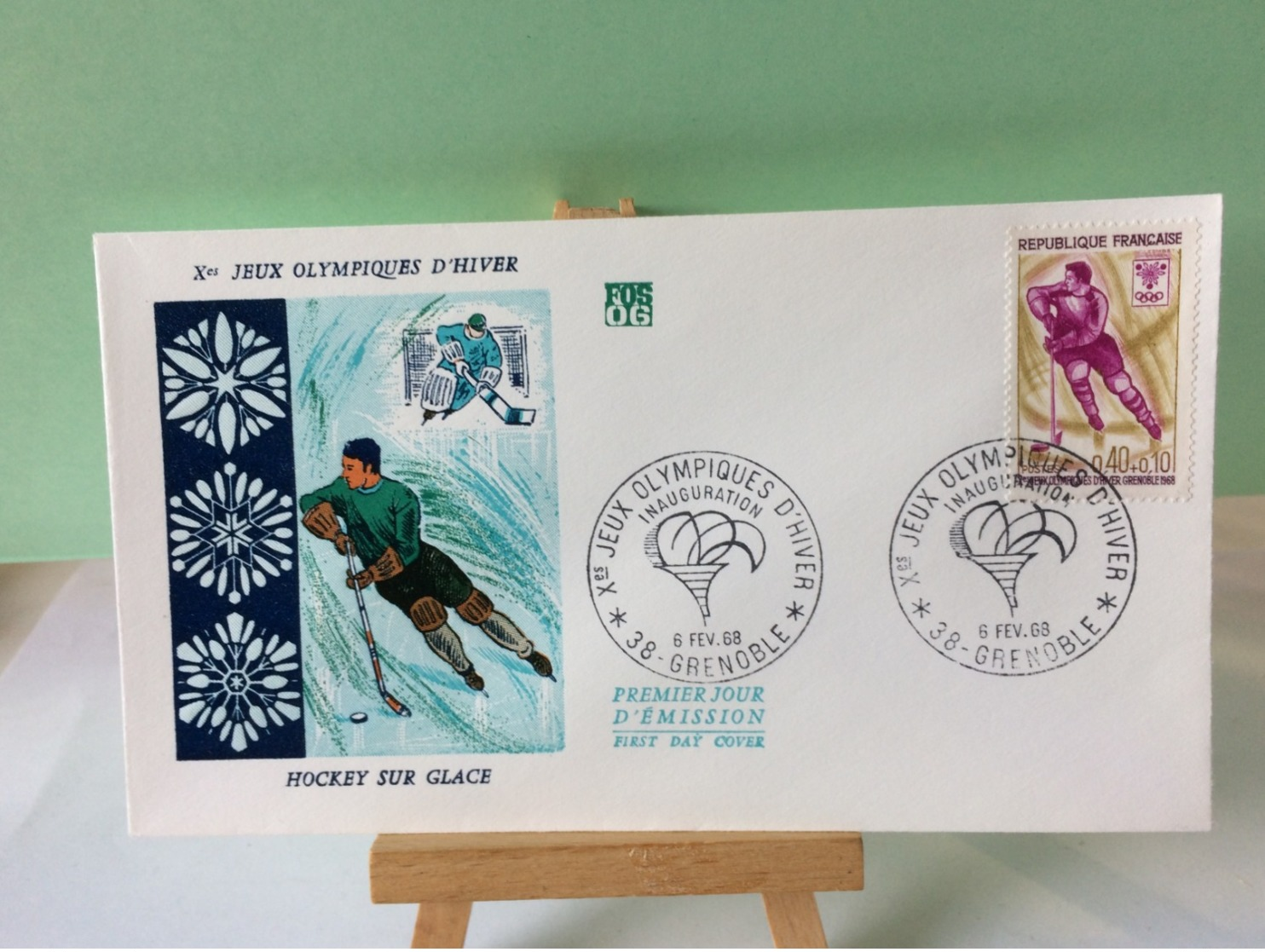 Jeux Olympiques D'Hiver - 38 Grenoble - 6.2.1968 FDC 1er Jour Coté 1,50€ (Hockey Sur Glace) - 1960-1969