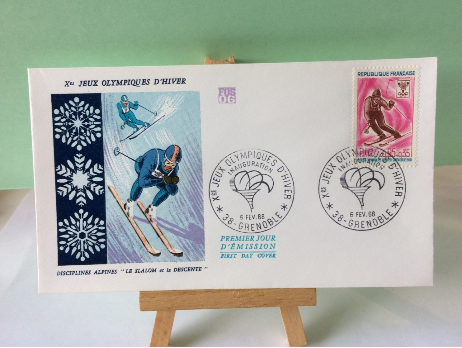 Jeux Olympiques D'Hiver - 38 Grenoble - 6.2.1968 FDC 1er Jour Coté 1,50€ (Slalom Et La Descente) - 1960-1969