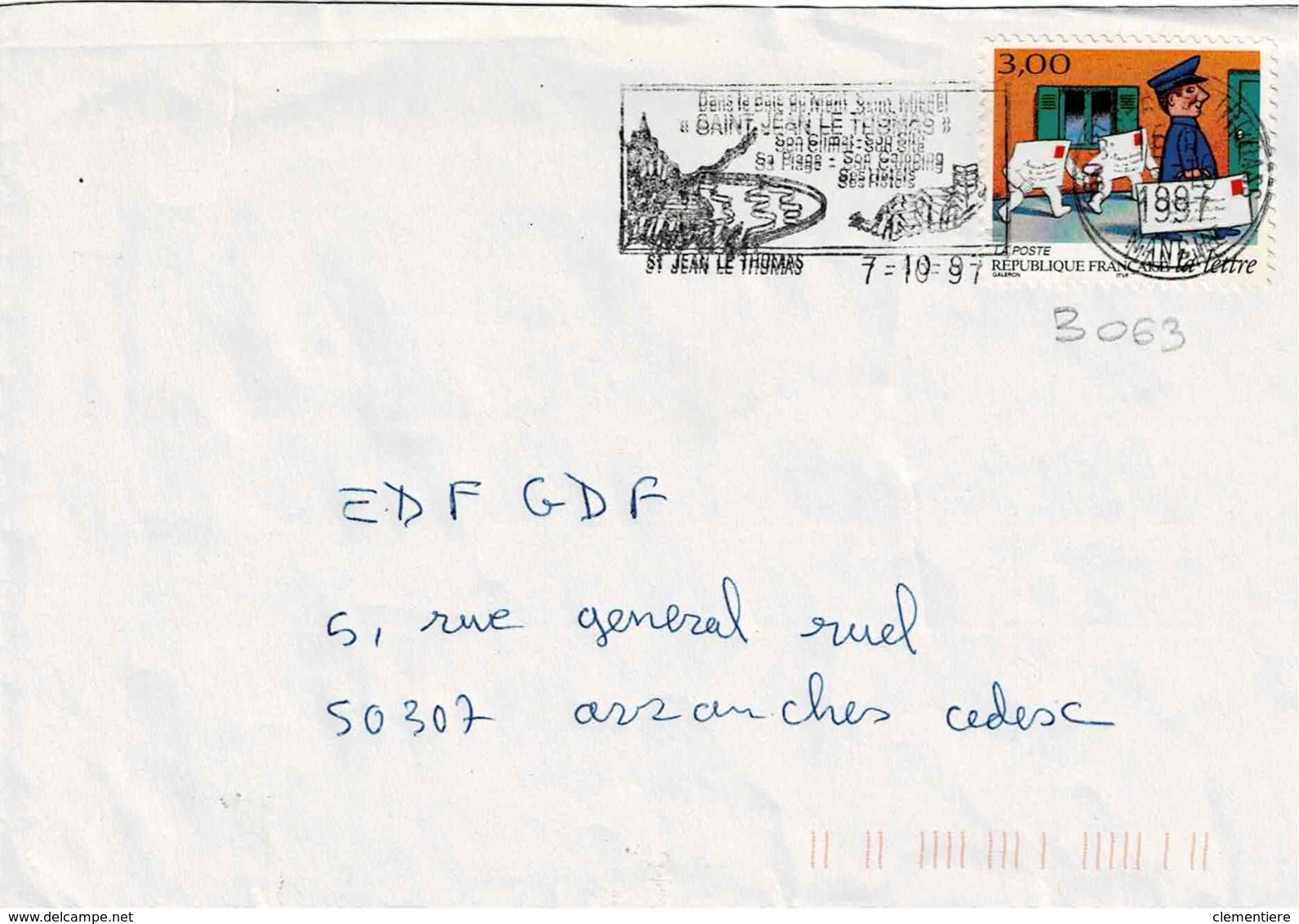 TP N° 3063 Seul Sur Enveloppe De St Jean Le Thomas - 1961-....