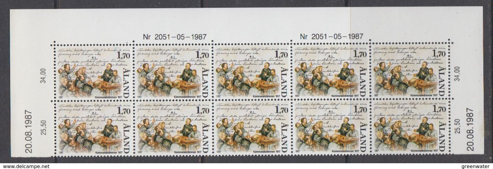 Aland 1987 Kommunalstämman 1v (10x) ** Mnh (44748B) - Aland