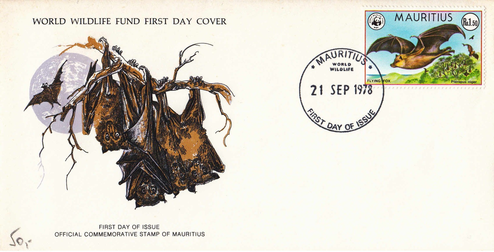 MAURICE - 1978 - FDC - WWF - Roussette - Chauve-souris