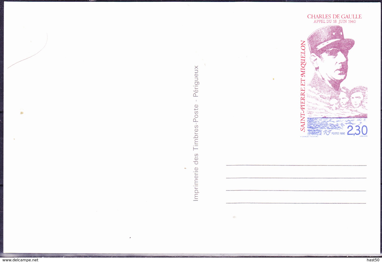 SSt. Pierre Und Miquelon - Ganzsache De Gaulle (MiNr: CP ... ) 1990 - Ungebraucht - Postal Stationery