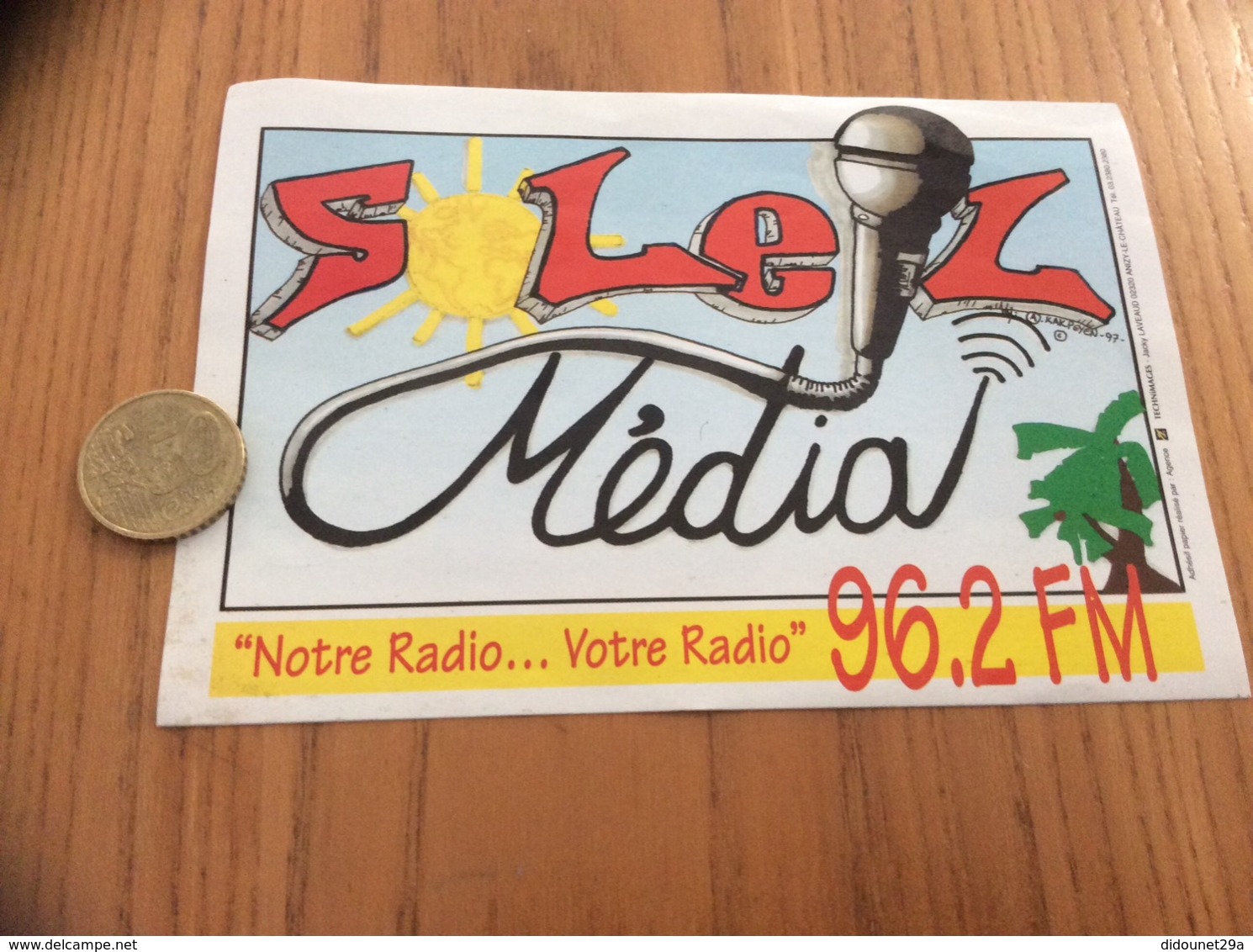 Ancien AUTOCOLLANT, Sticker «SOLEIL Média 96.2 FM» (radio) - Adesivi