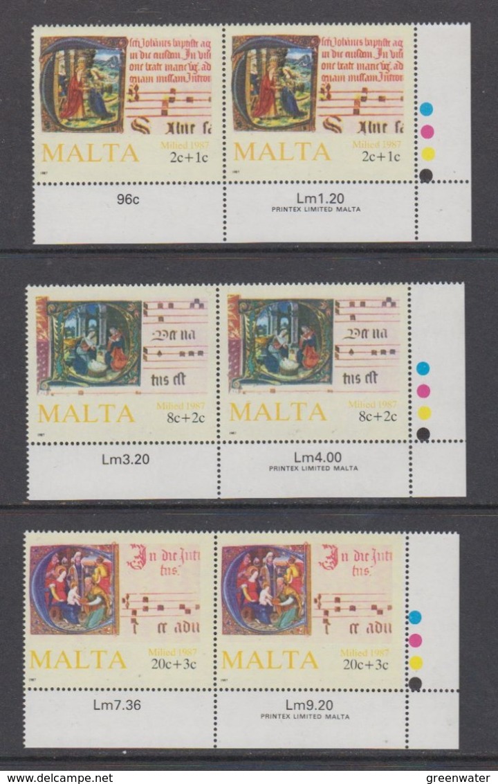 Malta 1987 Christmas 3v (pair, Traffic Lights In Margin) ** Mnh (44752) - Malta