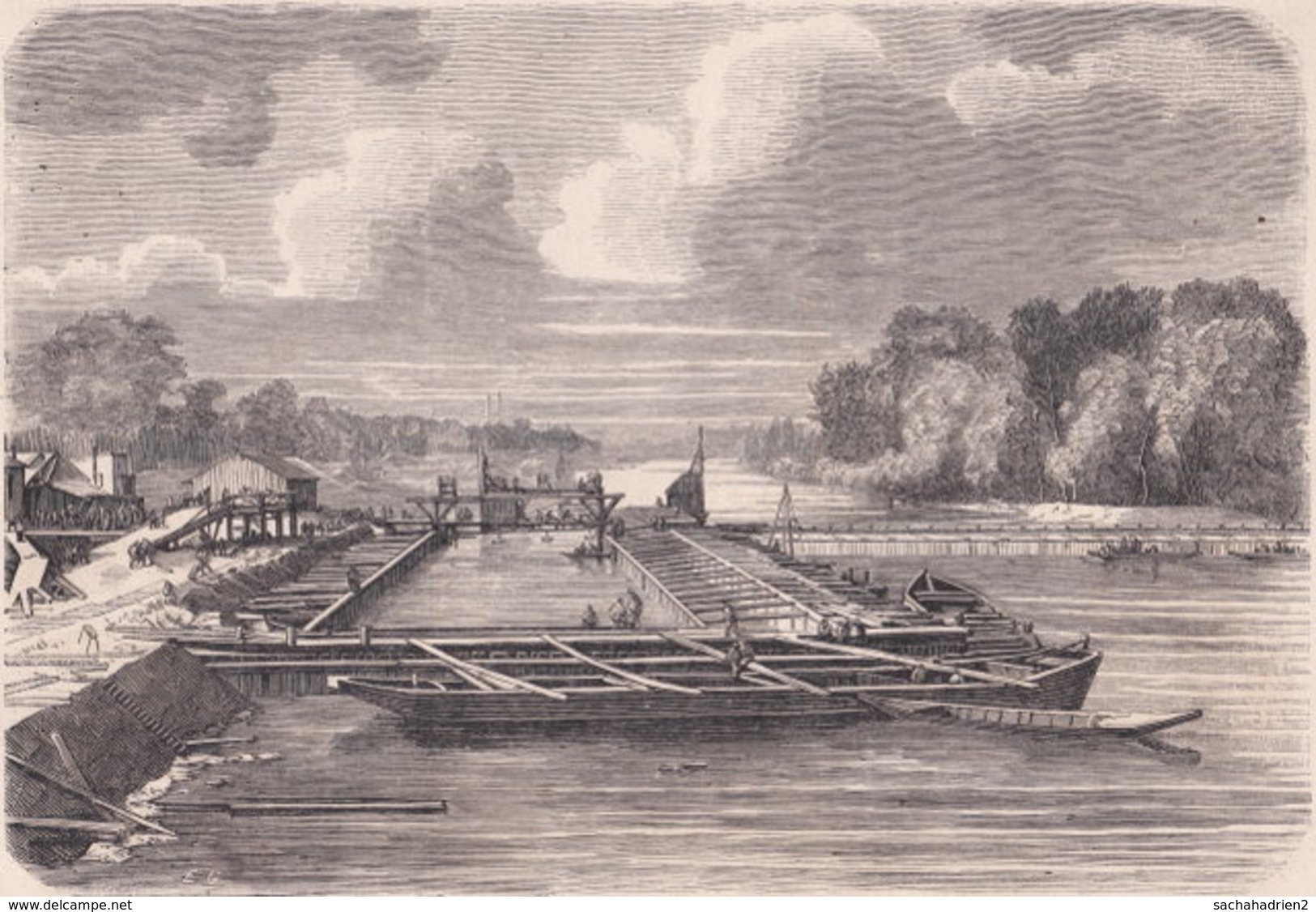 92. SURESNES. Barrage Et écluse En Construction Sur La Seine. 1866 - Unclassified