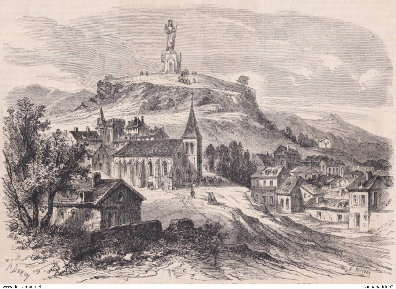 63. MONTON. Vue Générale Avec Le Monument à La Vierge. 1866 - Non Classés